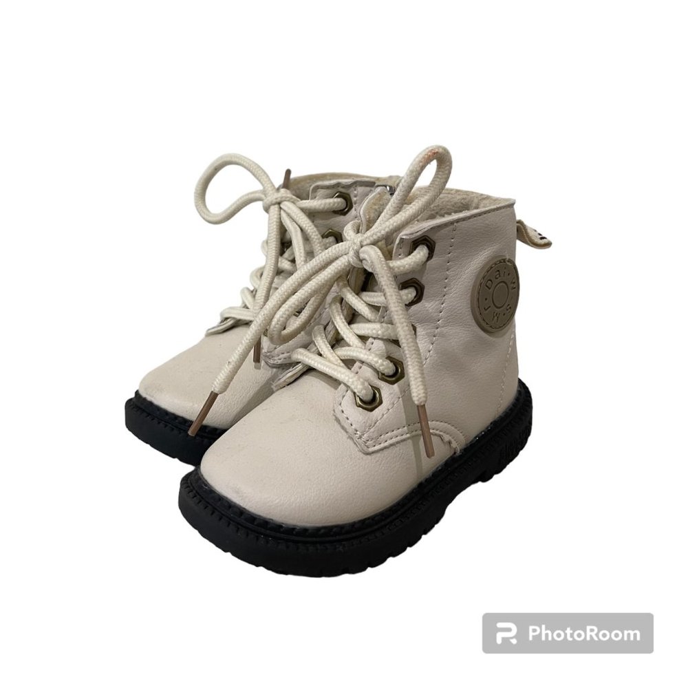 Mr. Dai W-S White Toddler Combat Boots - Picture 1 of 4